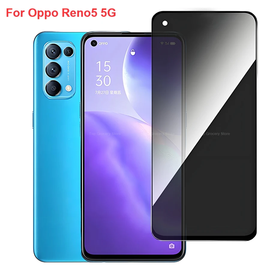 For Oppo Reno5 5G Anti Spy Privacy Tempered Glass Screen Protector Compatible For OppoReno5 5G Full Cover Screen Phone Film