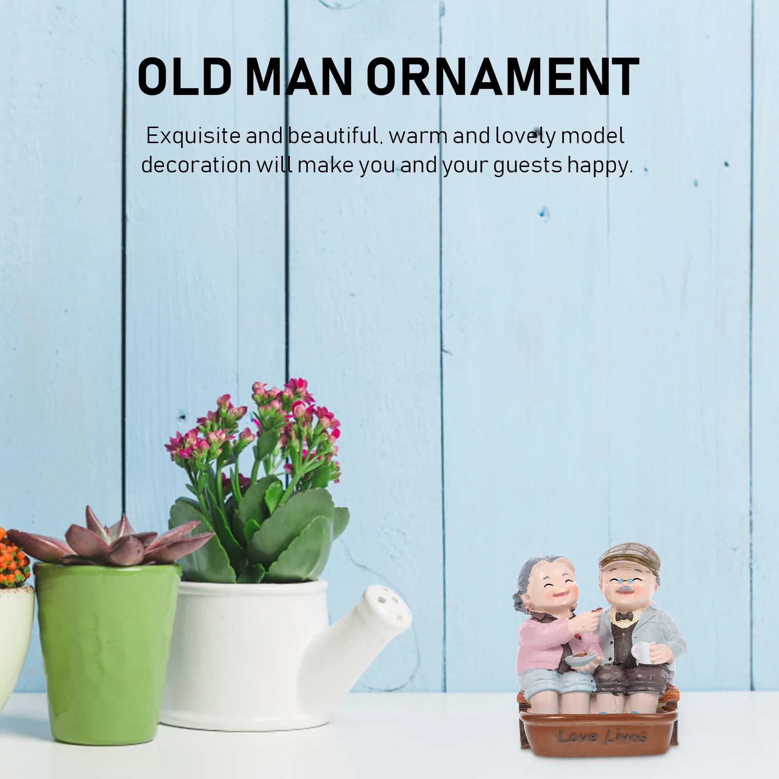

1Pcs Creative Grandpa and Grandma Birthday Cake Decor Cute Statue Ornament Desktop Decoration Party Supplies Warm Atmosphere