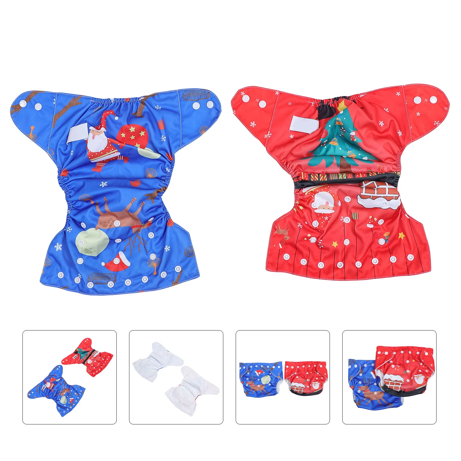 

2Pcs Christmas Baby Training Pants Newborn Washable Leakproof Baby Diaper Cover Breathable Soft Potty Training Pants