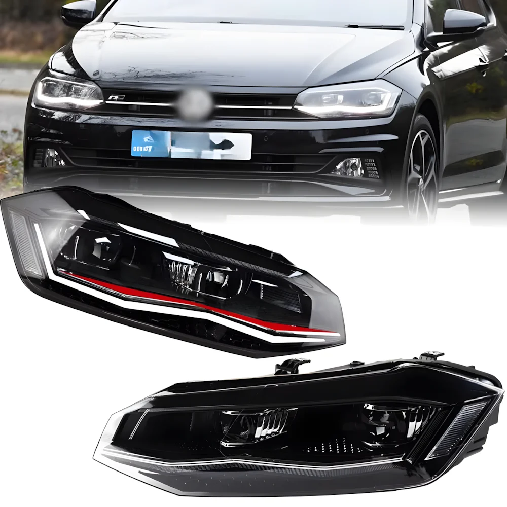 

Автоматические фары в сборе для VW Polo 2019-2024, светодиодные автомобильные фары, обновленные аксессуары для двойных линз проектора