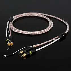 Hifi RCA Phono Cable OCC Silver-Plated 2RCA to 2RCA With Ground Wire for LP Vinyl Record Player CD Amplifier Signal Cable