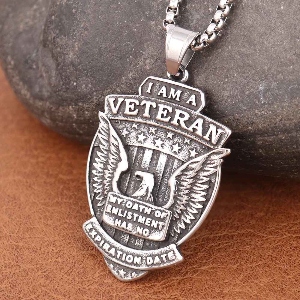 

Popular Charm Veteran Pendant Fashion Charm Stainless Steel American War Eagle Necklace American soldiers Commemorative Jewelry