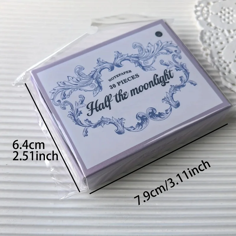 1Set Retro Embossed Floral Border DIY Writable Cardstock, 30pcs Boxed Scrapbooking Sticky Notes, 4Colors