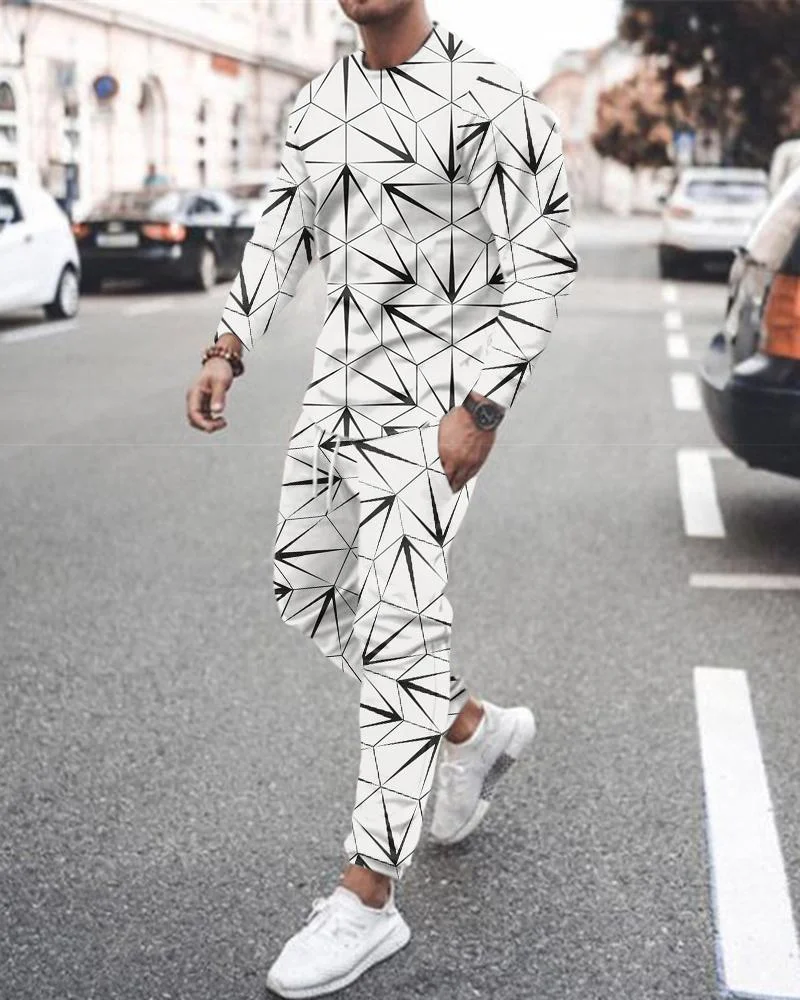 

2025-2026 Men Spring and Autumn Long Sleeve Trousers Suit Fashionable Casual Comfortable Classic Noble 3D Printing S-4XL Size