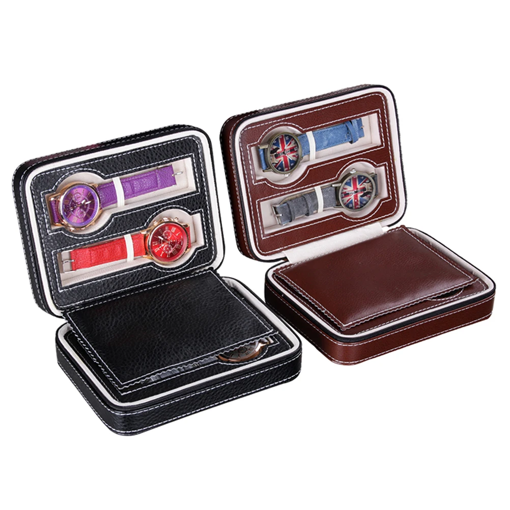 

Storage Case 4 Slots Stylish Watch Box Organizer For Home Business Elegant Watch Container Dustproof (Brown)