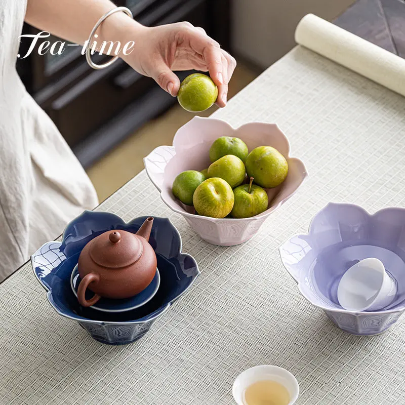 

Retro Chinese Style Lotus Pot Bearing Handmade Ceramics Dry Bubble Table Jianshui Detachable Tea Wash Bowl Tea Maker Tool Gift