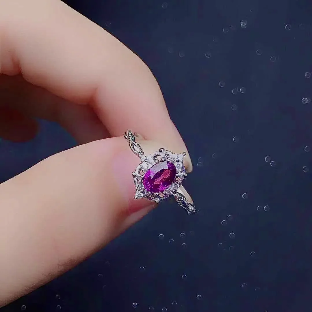 

Vintage 925 Silver Gemstone Ring for Daily Wear 0.5ct Natural Garnet Silver Ring Sterling Silver Garnet Ring Gift for Woman