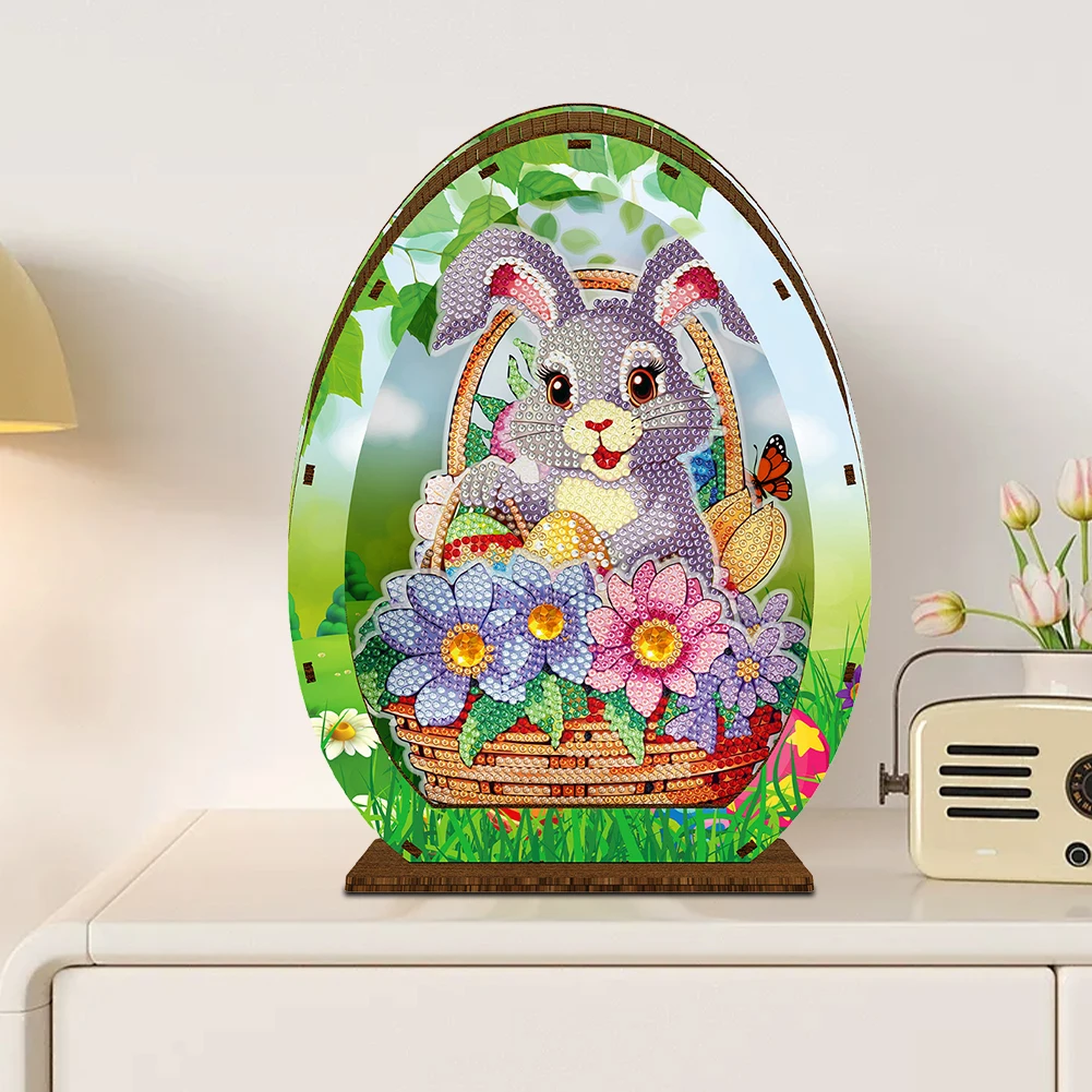

Деревянный ночник с кристаллами в форме пасхального яйца и кролика, специальная форма, алмазная мозаика, ночник для декора дома