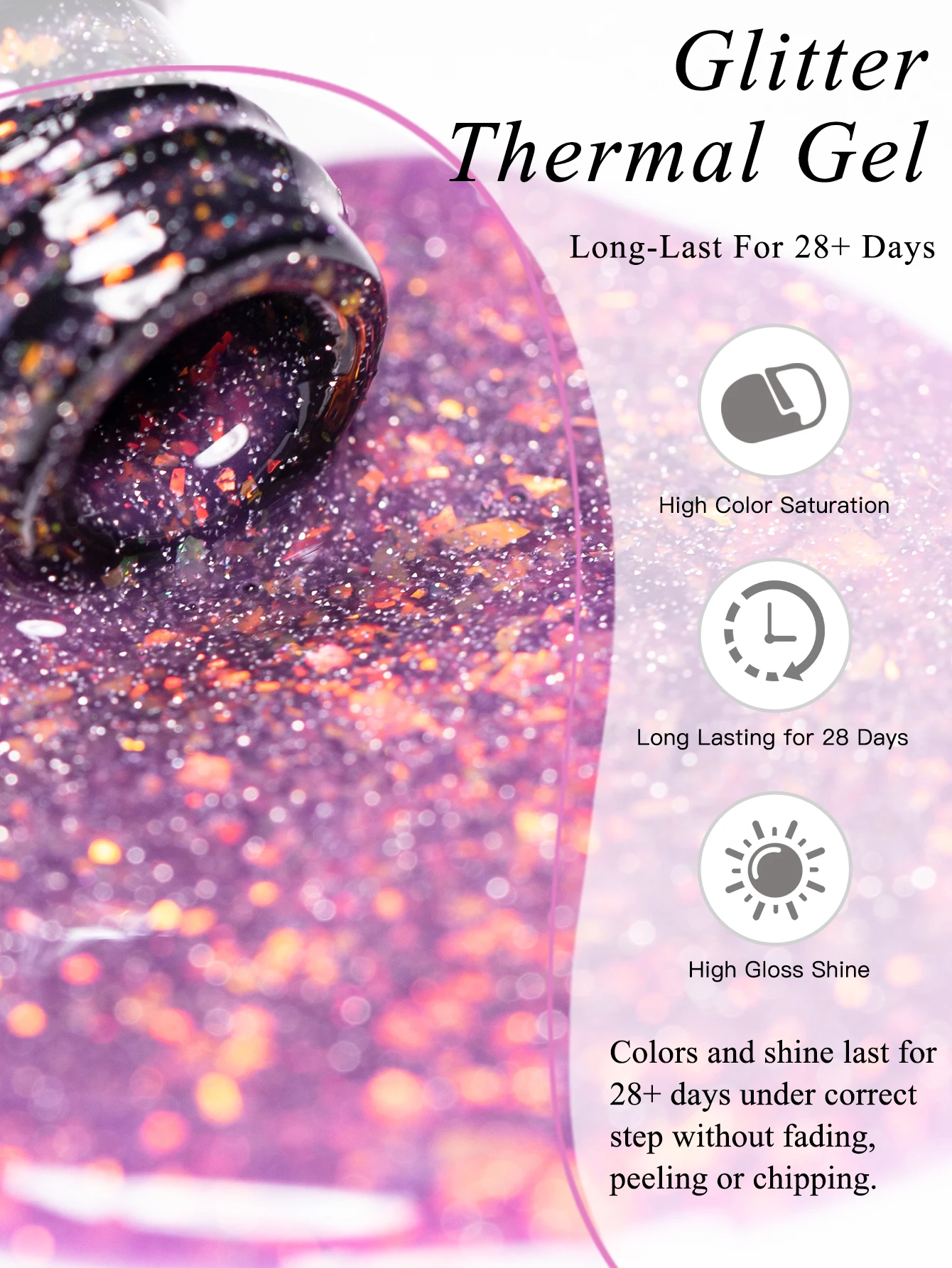 7 مللي جل حراري لامع أرجواني اللون متغير أورورا طلاء أظافر حراري 3 طبقات لامعة تغيير لون ورنيش HEMA/TPO مجاني #3