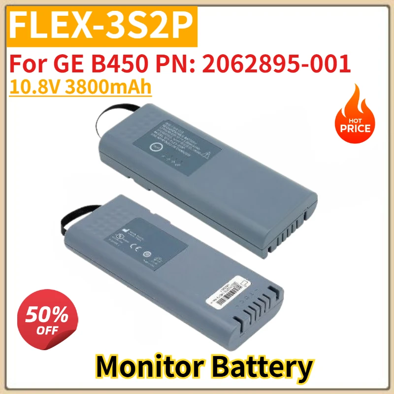 

High Quality FLEX-3S2P Monitor Battery 10.8V 3800mAh for GE B450 PN: 2062895-001 Brand New Replacement Battery