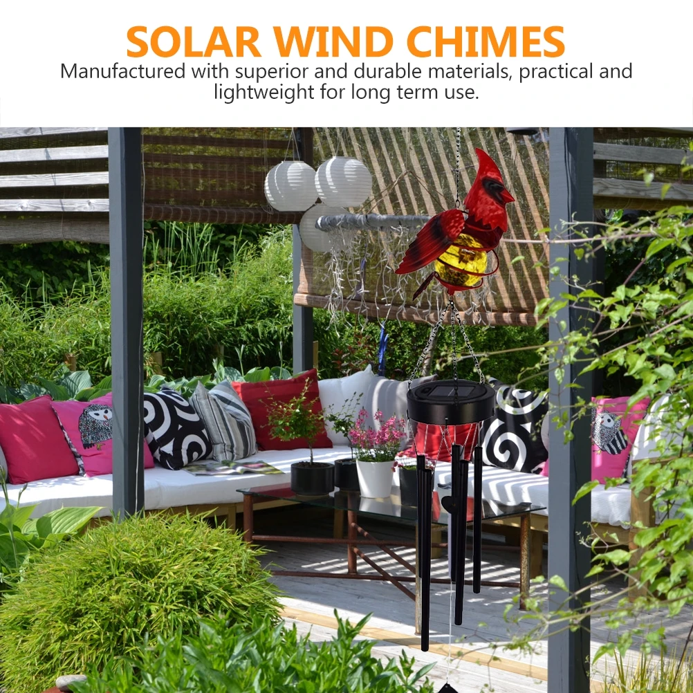 

Solar Wind Chimes Outdoor Lightweight Garden Decor Term Use Portable Energy Saving Bird Design Wind Chimes