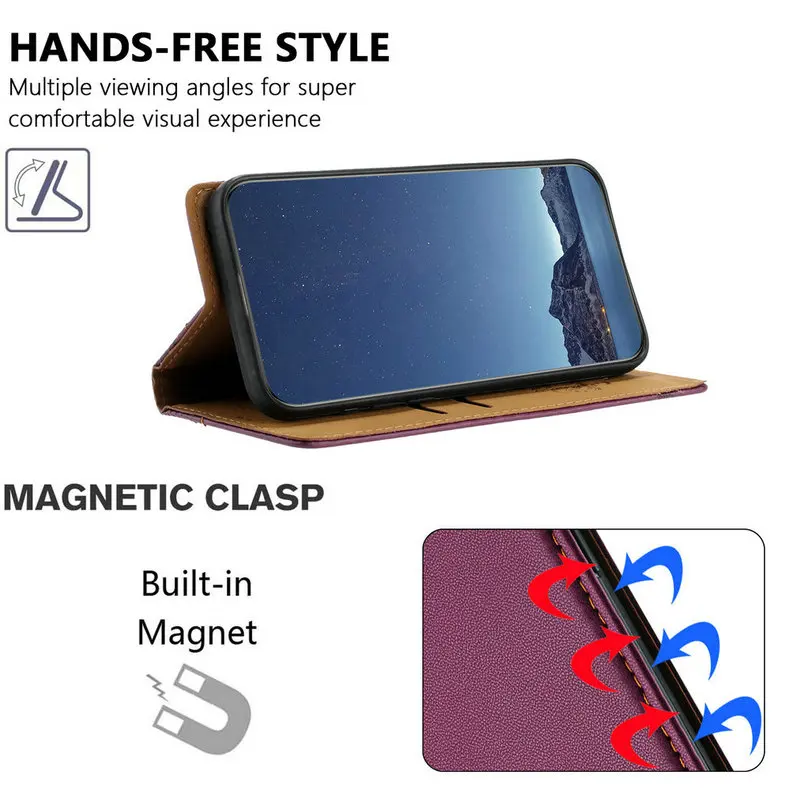 Luxuriöse Leder-Buchhülle für Motorola Moto G57 G77 G87 G85 G84 G75 G56 G34 G24 G35 G15 5G Flip Cover Handyhülle G54 Power G86 57 – Detail 5