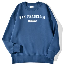 San Francisco California Letter Printed Men Sweatshirt Fashion Casual Hooded Loose Crewneck Pullovers Autumn Fleece Streetwears