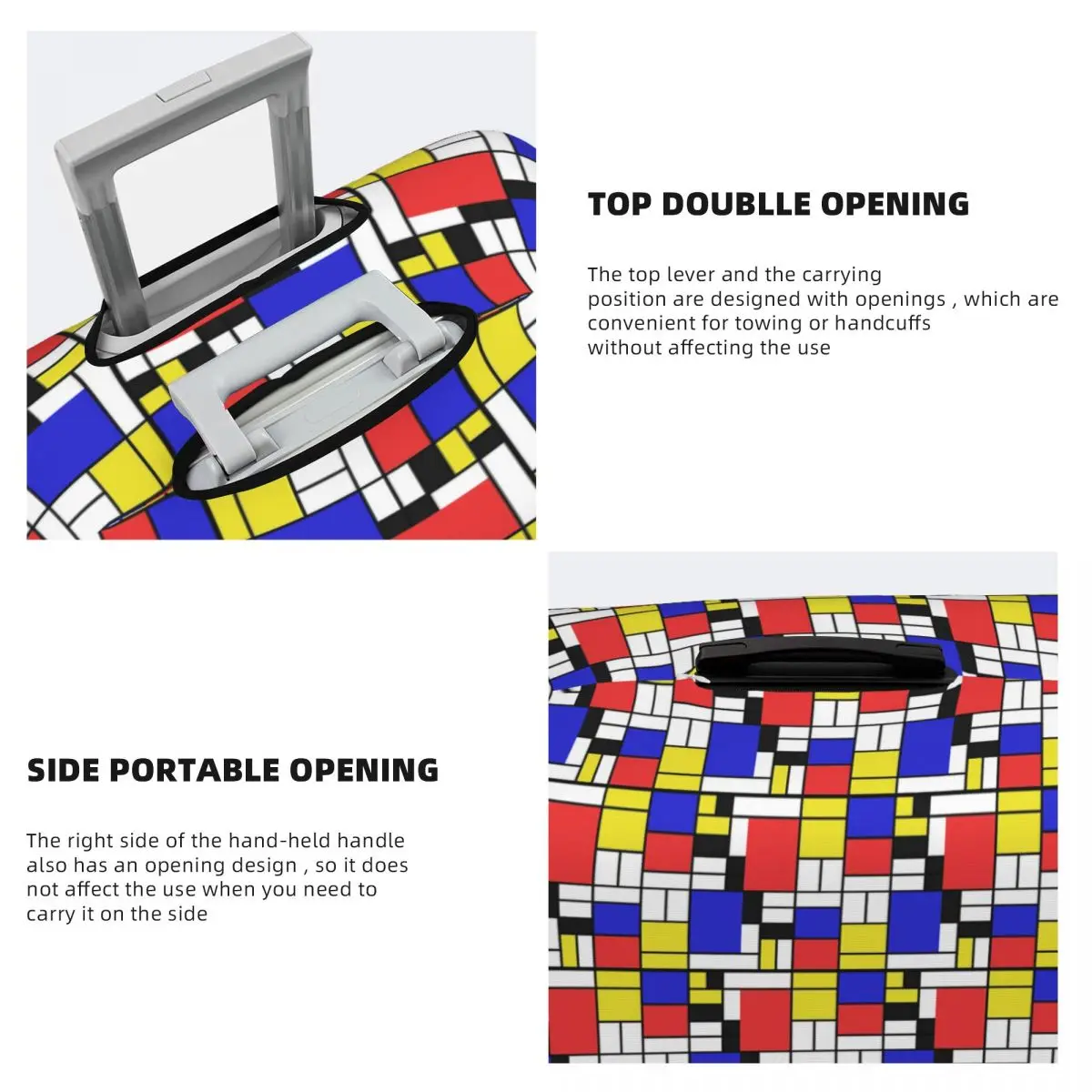 Piet Mondrian De Stijl 여행 가방 커버 보호 18-32인치용 탄성 여행용 수하물 보호 커버
