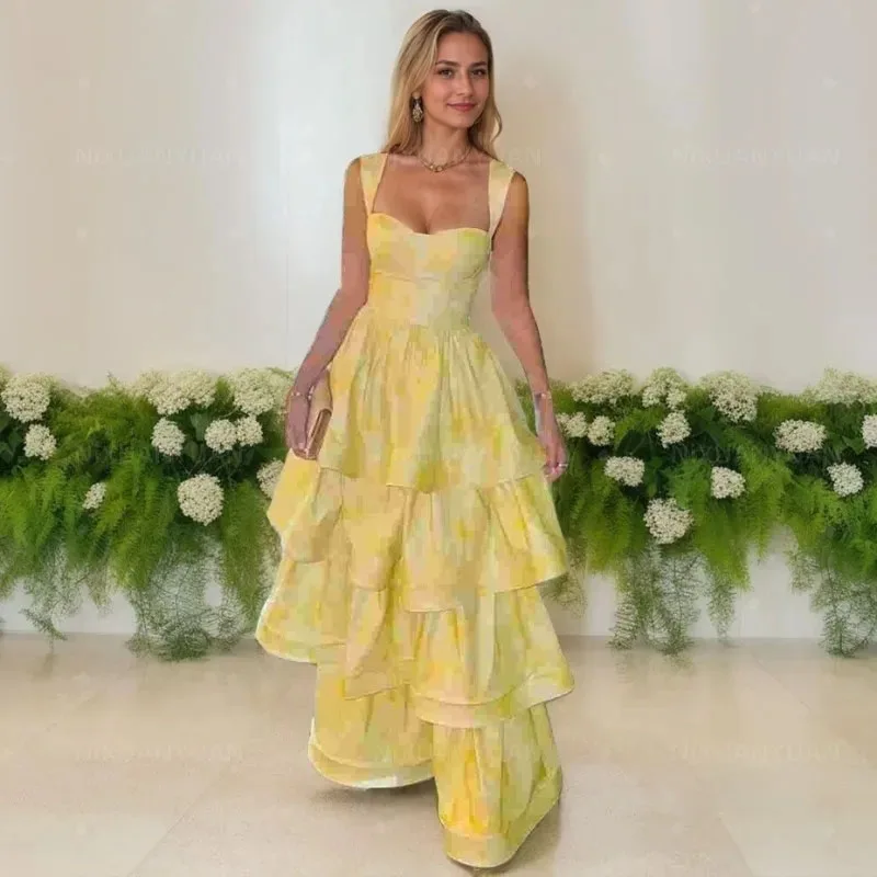 

LAYXHS Fashion Sweetheart Evening Dresses Tiered Ruffle Prom Dresses Customized robes de soirée