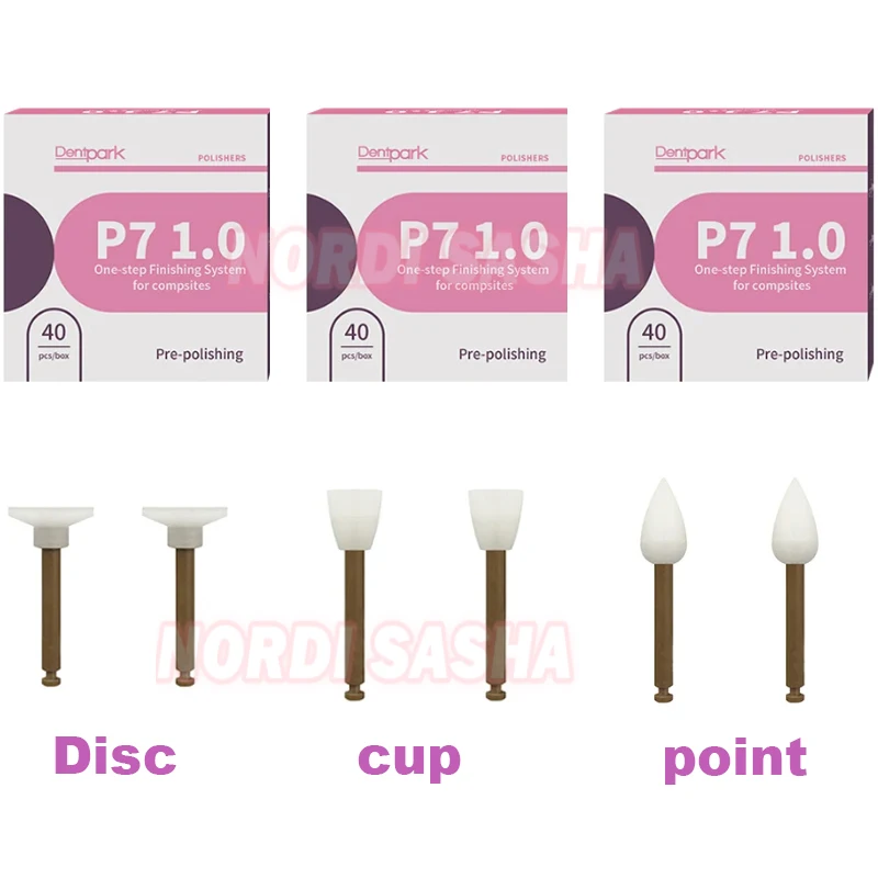 40 Pcs Dental Composite Polishing Finishing Finisher Resin Polishing Cups/Points/Disc One-Step Enhance Grinding Head RA Shank