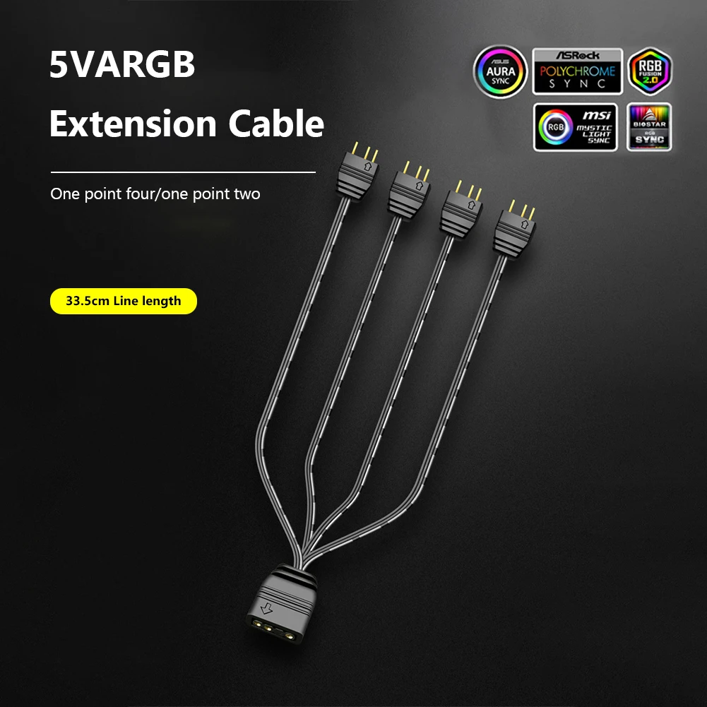 COl'hyMOON-Câble de ventilateur de refroidissement d'ordinateur HUB, ligne d'extension pour carte mère, 5V, 3 broches