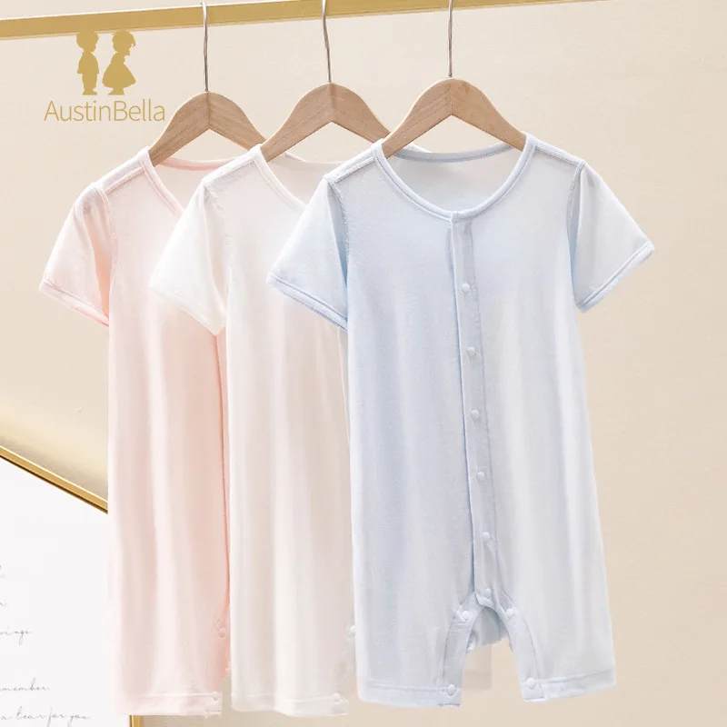 Bamboo Fiber Baby Romper Summer Sleepwear Thin Type Nightgown Baby Boy Short-sleeved Newborn Pajamas Air Conditioning Clothing