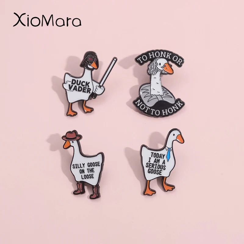 Mocking Goose Quotes Brooch Enamel Pin Today I Am A Serious Goose Silly Goose On The Loose Brooch Lapel Badge Jewelry Kid Gifts