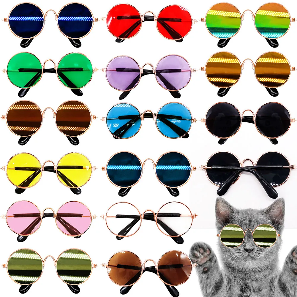 Pet Round Glasses Handsome Metal Frame Pet Beauty Accessories Dog Sunglasses Small and Medium-sized Dog Cat Goggles Pet Products