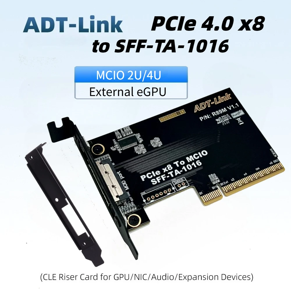 ADT-Link PCI-E 4.0 x8 To SFF-TA-1016 Adapter Split Card MCIO Chassis External Support 2U 4U Chassis Extension Cable One-Drag-One