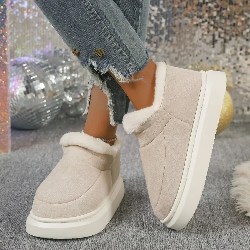 2024 Hot Sale Women\'s Shoes Slip-on Women\'s Boots Fashion Round Toe Daily Boots Women New Plus Size Short Plush Snow Boots