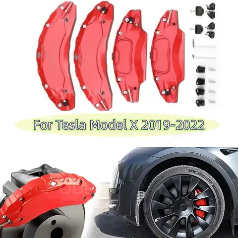 Tesla Model Y 2020-2024, 허브 캡 휠 커버 교체 장식 액세서리 용 4PCS 19 인치 업그레이드 된 Hubcaps 20 Tesla Model X 2019-2022 브레이크 캘리퍼스 커버 4 개의 캘리퍼스 커버 세트 19 20 인치 알루미늄 합금 액세서리