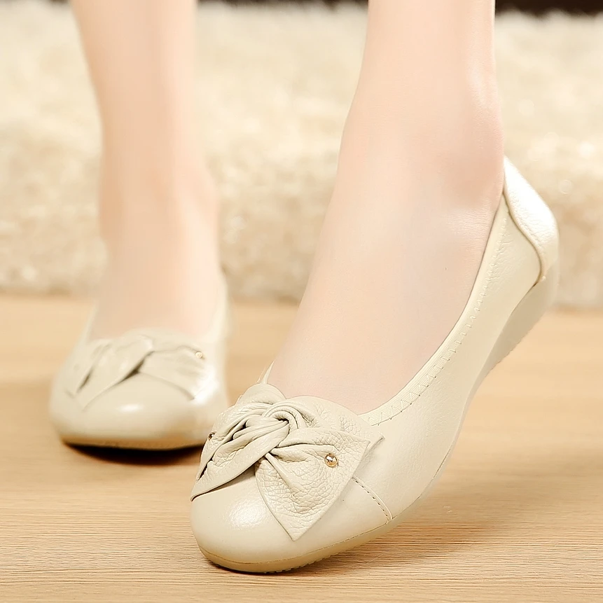 Shoes For Women Leather Ballet Flats Women Shoes Spring Casual Ballerina Shoes Shallow Slip On Ladies Loafers женская обувь