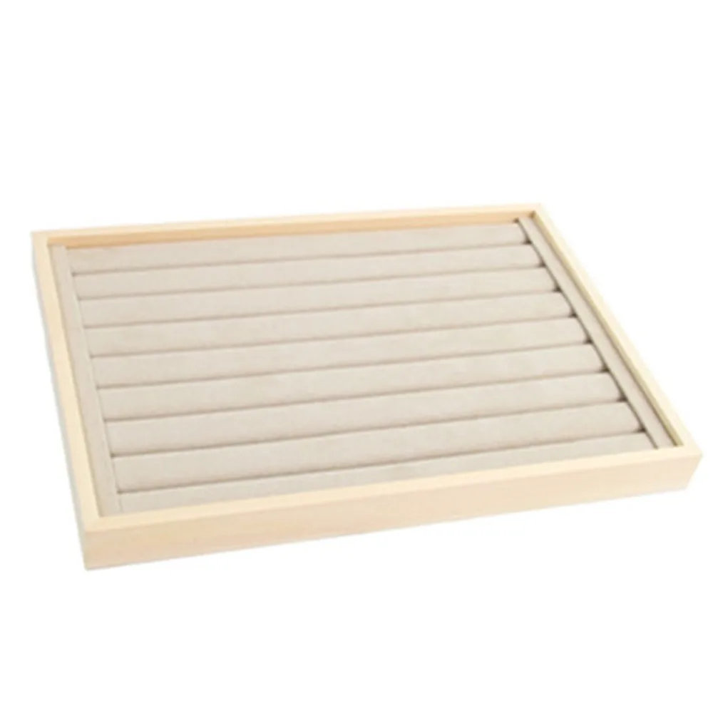 

Apricot Jewelry Display Tray Microfiber Cloth Large Capacity Wooden Pendant Holder Multi-purpose Multiple Styles
