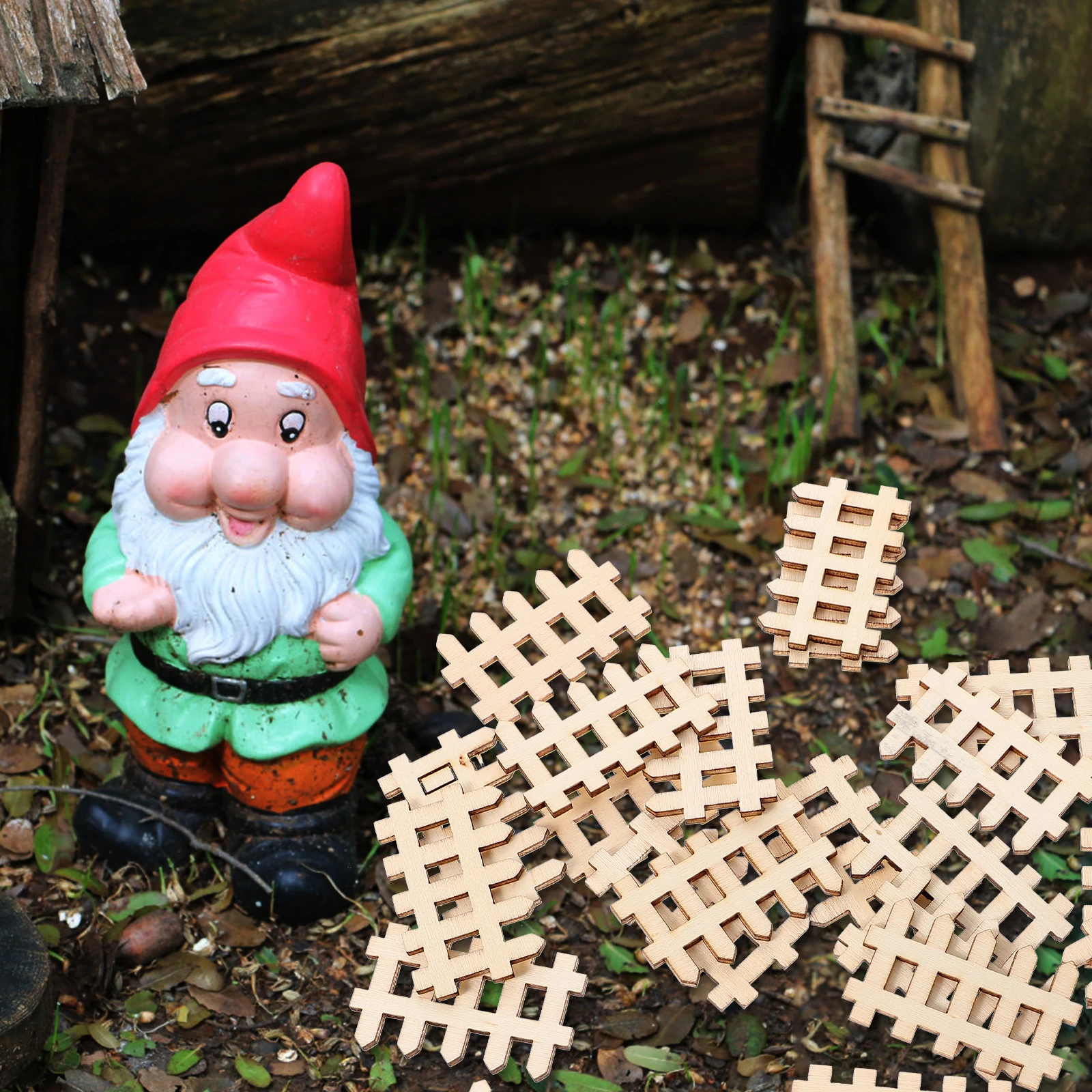 

100 pcs Mini Fence Miniature Wooden Picket Garden Ornament Diy Micro Landscape Decoration For Mini House Photo Prop