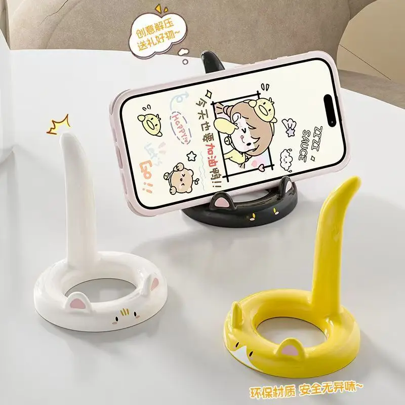 

Cute Cat Phone Stand Holder - Creative Desktop/Bedside Dorm Helper for Watching Videos (ABS)