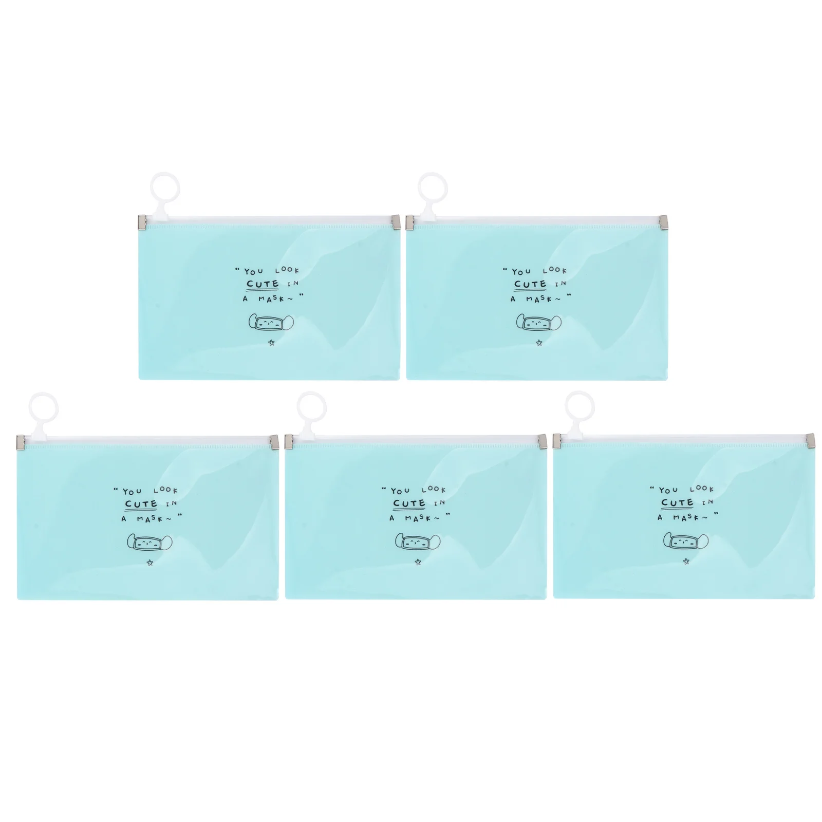 5 قطع من حامل القناع المحمول الجميل القابل للطي باللون الأزرق وأكياس تخزين غطاء الوجه القابلة لإعادة الاستخدام