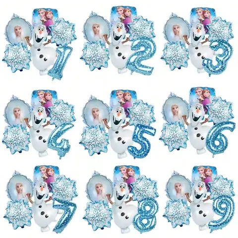 Juego de globos de aluminio con temática de princesa de Disney, Anna, Olaf, decoración de fiesta de cumpleaños de princesa, celebración de fiesta de hogar y cumpleaños