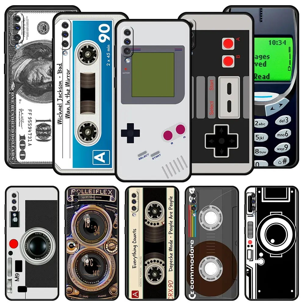 Funda de Gameboy de cámara de cinta Vintage para Samsung A52, A12, A50, A72, A20e, A30, A54, A34, A14, A22, A32, 5G, A20s, A70, A10s, A40, A04