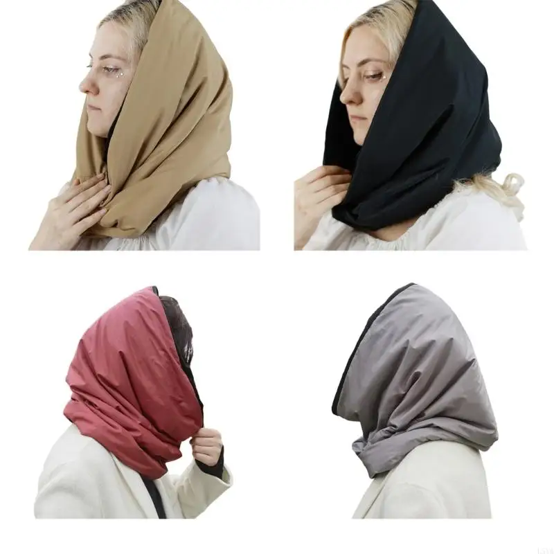 

L5YA Headscarf Female Down Hat Anti-Static Cycling Hat Women Warm Ear Flap Hat