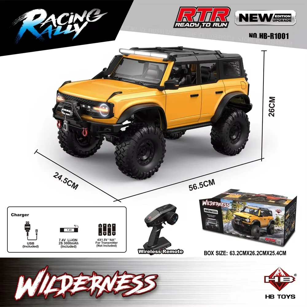 2025 HB-R100 Series RC Car New Upgrade Ford Bronco 1:10 Full Scale Model Climbing Car High Speed Off-Road Vehicle