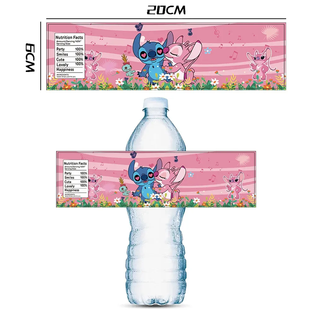 10pcs Disney Lilo & Stitch Water Bottle Labels Stickers Stitch Wine Champagne Kids Birthday Party Decorations Supplies Gift Toys