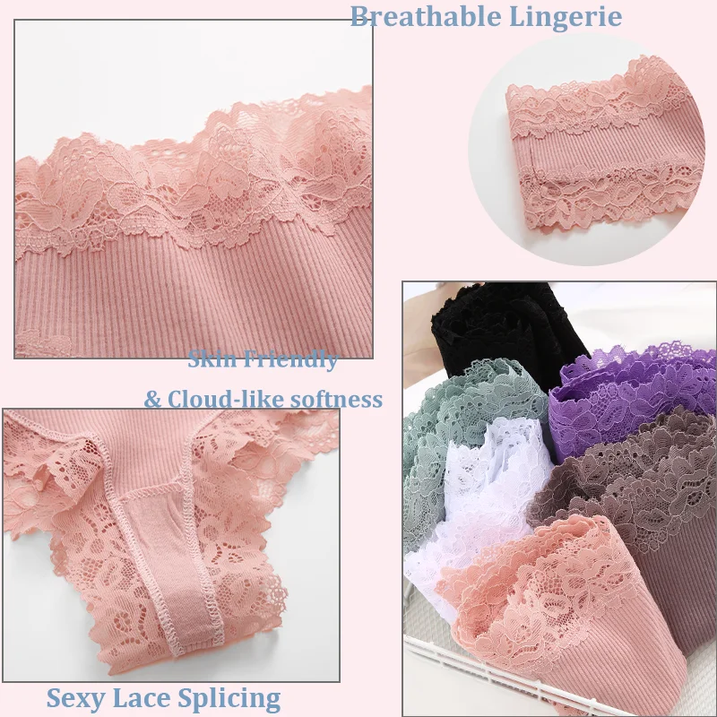 Sexy Lace Seamless Cotton Brazilian Panties Women Slip Silk Intimates Breathable Panties Low-Waist Female Cotton Underwear