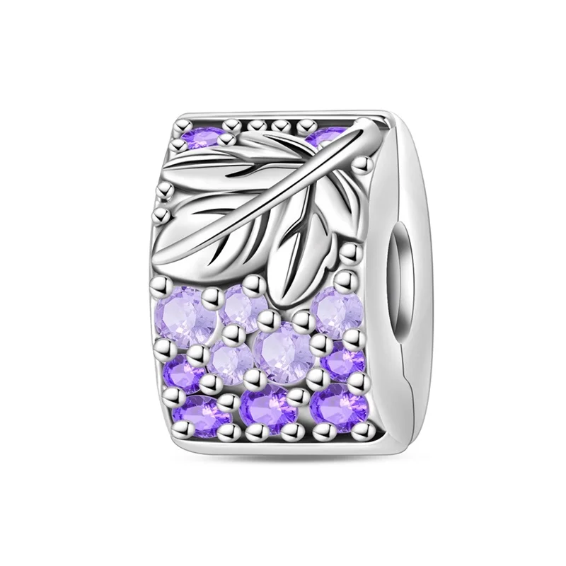 

925 Sterling Silver Charms Bead CZ Zircon Harvest Grape Safety Buckle Fit Original Bracelet DIY Women Jewelry Gift