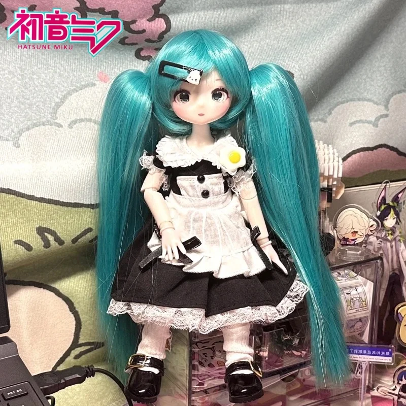 Hatsune 1/6 Movable Bjd Miku Maid Outfit Complete Dress Up 6 Point Cartoon Doll Cute Anime Loli Children Kawaii Birthday Gift