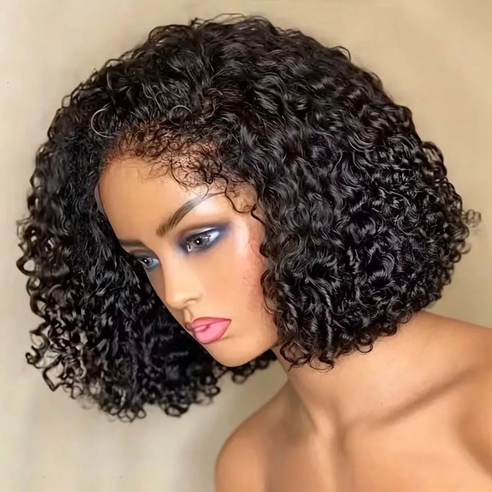 4C Edges Curly Wigs Short Bob Kinky Baby Hair Human Hair Wigs 220% 13x4 Kinky Curly Lace Front Bob Wig 4x4 Lace Closure Bob Wigs