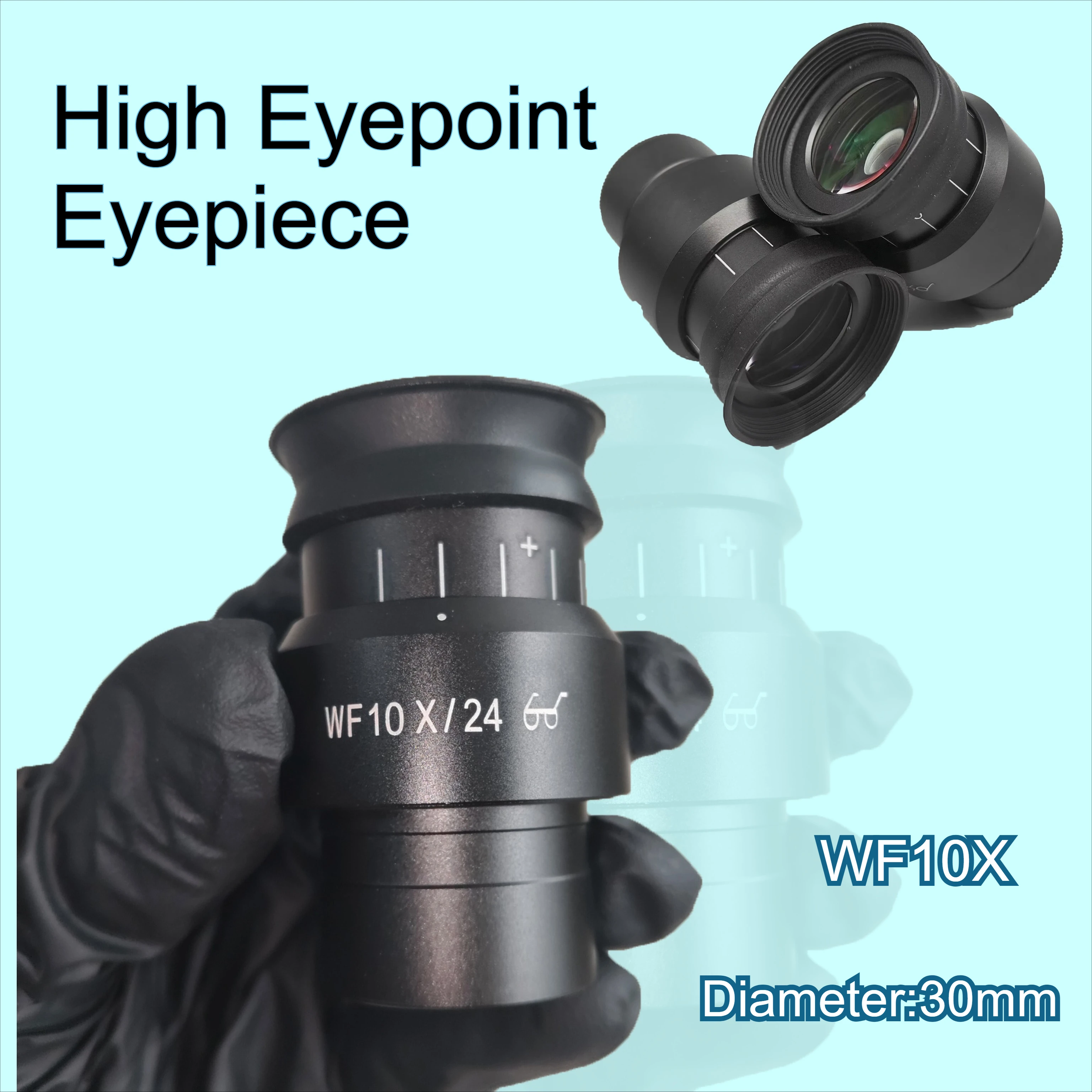 WF10X/24 High Eye‑Point Wide‑Angle Eyepiece 30mm Mount Interface Replacement Ocular Lens For Stereo Microscope