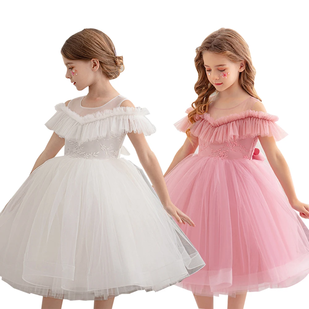 

Summer Princess Dress Little Girl Performance Birthday Host Girls' Formal Dress Flower Girl Children's Clothing Off Shoulder