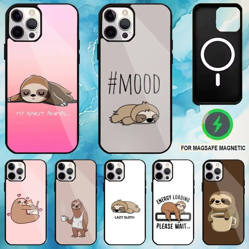 

Чехол для телефона с милым мультяшным ленивцем и животными для iPhone 17,16,15,14,13,12,11 Plus, Pro Max, магнитная беспроводная зарядка Magsafe