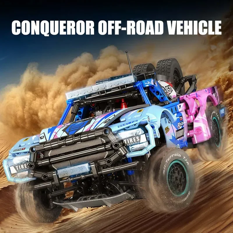 1341Pcs Technical Remote Control Colorful Motor Racing Car Building Blocks 1:14 Scale Conqueror Off-road Vehicle Bricks Toy Gift