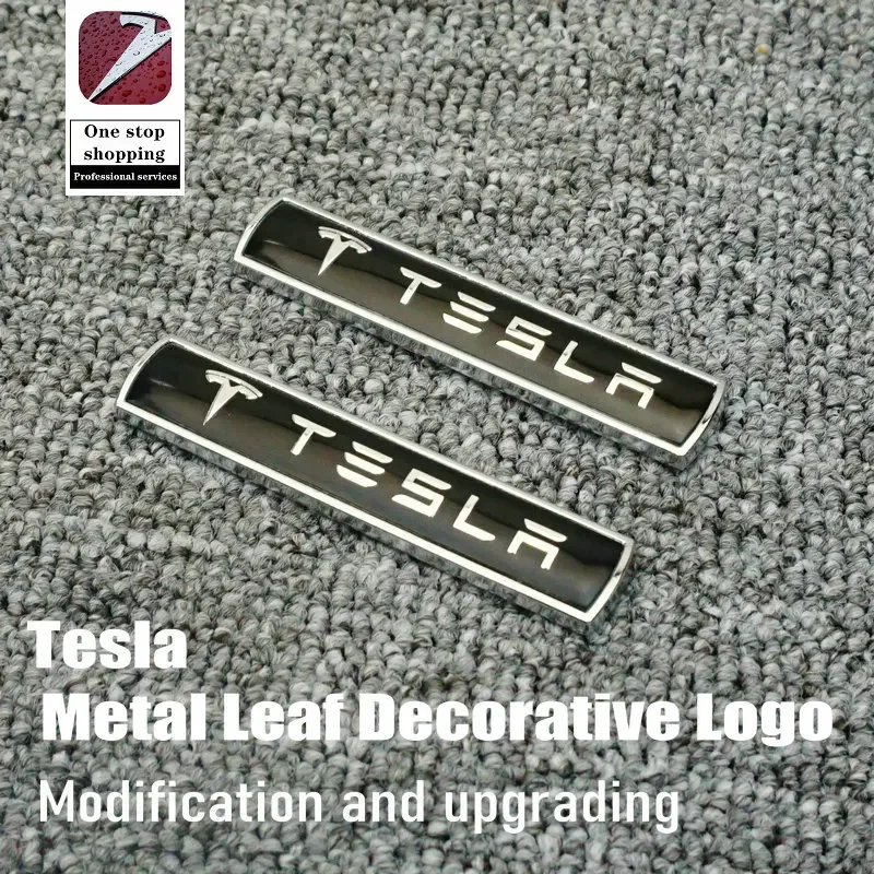 Suitable for Tesla Model 3/Y/Model S/X car leaf plate metal logo, trunk modification upgrade, logo, body labeling