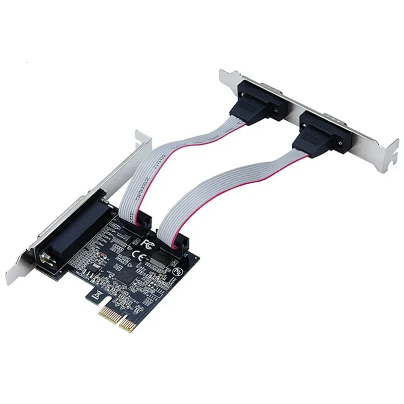 PCI express to 2 RS232 serial COM Port 1 Printer parallel port card computer Adapter Converter TXB076