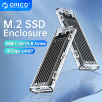 ORICO M2 SSD Case M.2 NVME SSD Enclosure M.2 to USB C Transparent Hard Drive Enclosure for NVME PCIE NGFF SATA M/B Key SSD Disk