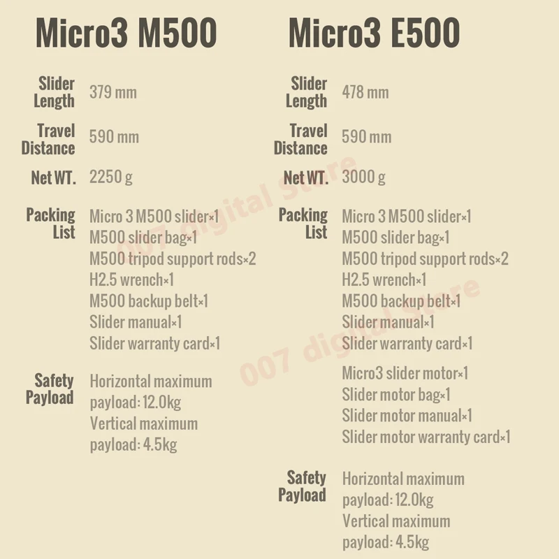 ZEAPON mikro 3 E500 E700 E1000 M500 M700 M1000 z napędem suwak lustrzanka cyfrowa wideo podwójną odległość przenośny suwak PS-E1 PD-E1