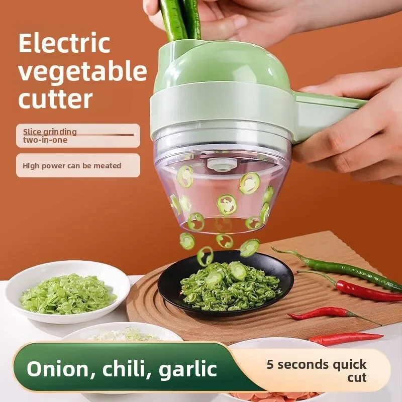 for 4In1 Electric Vegetable Cutter Set Handheld Wireless Electric  Masher Food Chopper Meat Grinder Machine Food Peel Slice